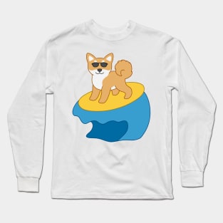 Shiba Inu on surfboard Long Sleeve T-Shirt